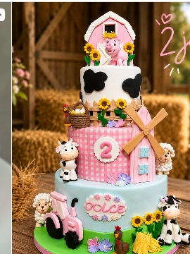 Roze boerderijtaart
